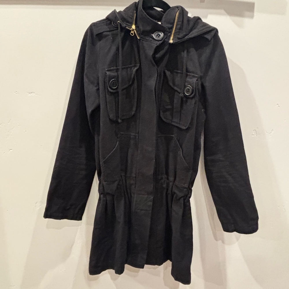 Mike & Chris Black Utility Jacket with Hood large